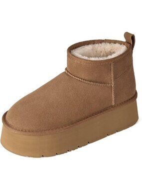 Stylish Ankle Platform Boots for Women | Genuine Suede Short Winter Snow Boot